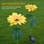 Pack Of 2 Waterproof Sunflower Solar Decorative Lights - Image 5