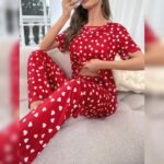Heartful Red Crush Printed Nightwear Set - Image 6